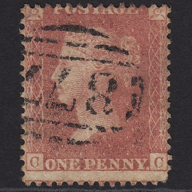 GB QV 1857 1d Rose-red (Plate 48) SG40-C10(1) CC GU Whitehaven 877 Misperf