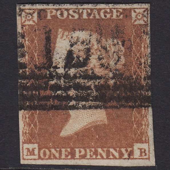 GB QV 1841 1d Red-brown (Plate 98) SG8-B1(1) MB GU 4 Margins Glasgow 159