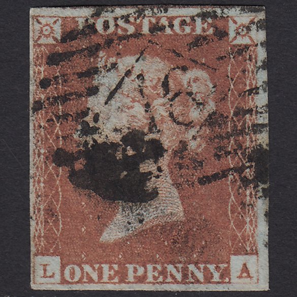 GB QV 1841 1d Red-brown (Plate 86) SG8-B1(1) LA GU 4 Margins London IS 16