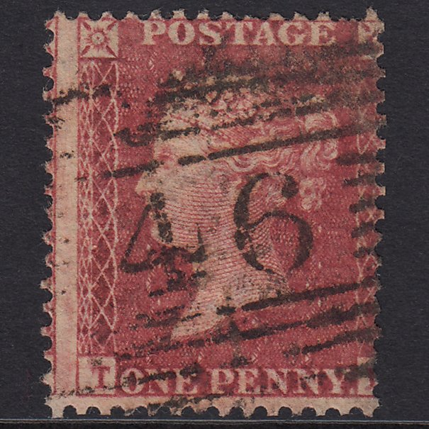 GB QV 1857 1d Rose-red SG40-C10(1) GU Blairgowrie 46 Misperf