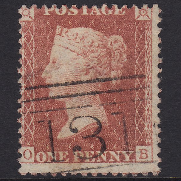 GB QV 1857 1d Rose-red (Plate 46) SG40-C10(1) OB GU Edinburgh 131 Misperf