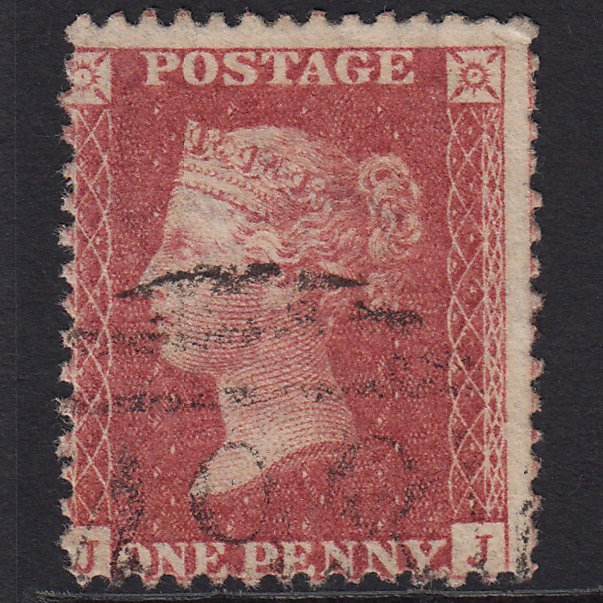 GB QV 1857 1d Rose-red (Plate 48) SG40-C10(1) JJ FU Light Cancel Misperf