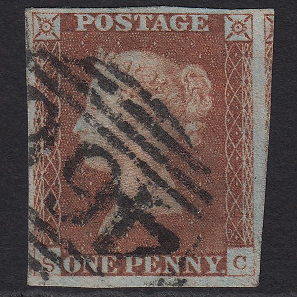 GB QV 1841 1d Red-brown (Plate 68) SG8-B1(1) SC GU 4 Margins Liverpool 466