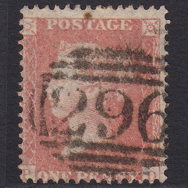 GB QV 1857 1d Pale Rose Transitional (Plate 44) SGC9A(1) PD GU Lechdale 296