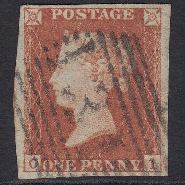 GB QV 1841 1d Red-brown (Plate 95) SG8-B1(1) OI FU 4 Margins Edinburgh 131
