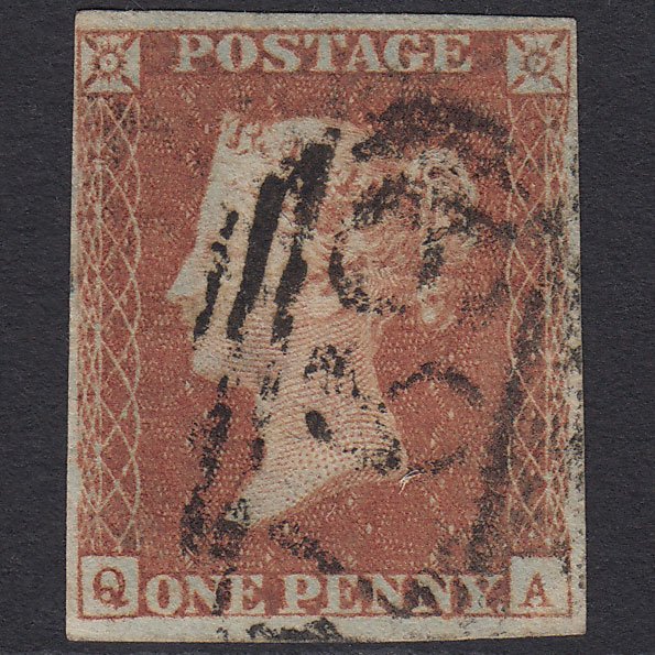 GB QV 1841 1d Red-brown (Plate 98) SG8-B1(1) QA FU 4 Margins Sevenoaks 697