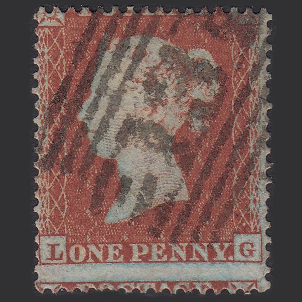 GB QV 1854 1d (Plate 195) SG17-C1(1) LG GU Edinburgh 131 Large Misperf