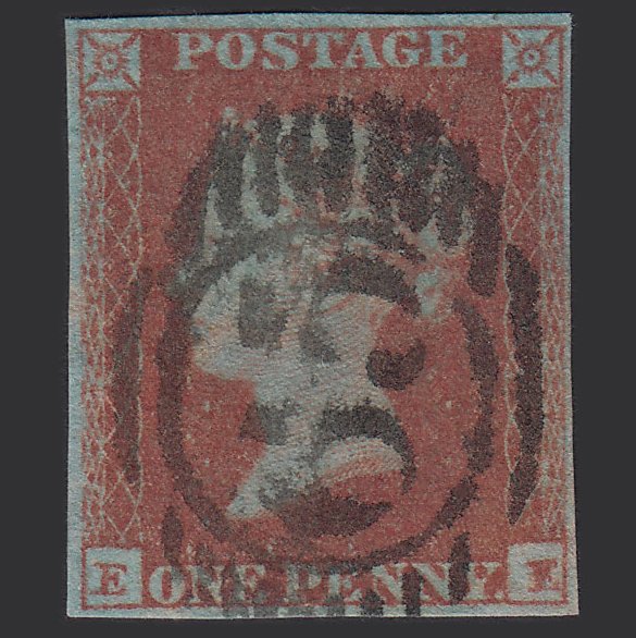 GB QV 1841 1d Very Blued (Plate 105) SG8a-B1(2) EE GU 4M London D&S 65