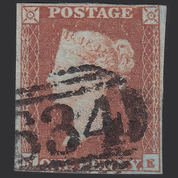 GB QV 1841 1d Red-brown (Plate 90) SG8-B1(1) NE FU 4M Imperf Ramsgate 634
