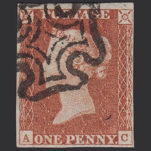 GB QV 1841 1d Red-brown (Plate 19) SG8-B1(1) AC FU Missing Imprimatur 4M MX