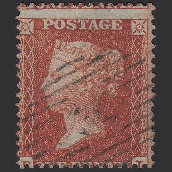 GB QV 1855 1d Red-brown (Plate 2) SGC6(1) FI FU London IS Cancel Misperf