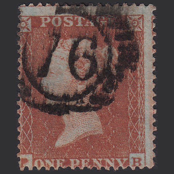 GB QV 1854 1d Red-brown (Plate 190) SG17-C1(1) PB GU London D&S 76 Misperf