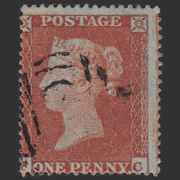 GB QV 1854 1d (Plate 191) SG17-C1(1) Framed Reverse PC FU Light Cancel Misperf