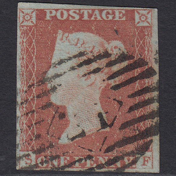 GB QV 1841 1d Red-brown (Plate 86) SG8-B1(1) SF FU 4 Margins London IS 24
