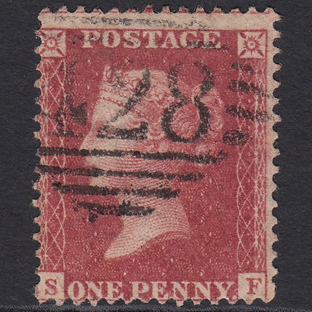 GB QV 1857 1d Rose-red (Plate 48) SG40-C10(1) SF FU Thomastown 428 Misperf