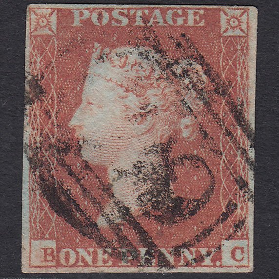 GB QV 1841 1d Red-brown (Plate 87) SG8-B1(1) BC GU 4 Margins