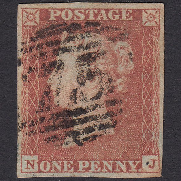 GB QV 1841 1d Red-brown (Plate 92) SG8-B1(1) NJ GU 4 Margins Birmingham 75