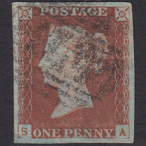 GB QV 1841 1d Red-brown (Plate 74) SG8-B1(1) SA GU 4 Margins