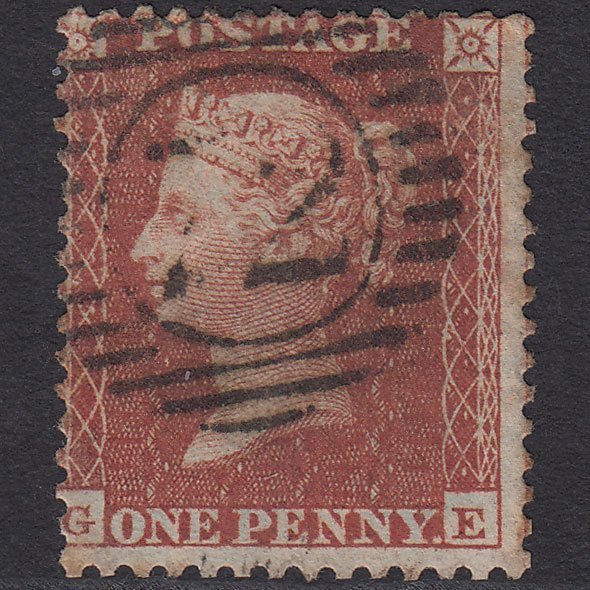 GB QV 1855 1d Red-brown (Plate 3) SG24-C3(1) GE GU London D&S 72 Misperf