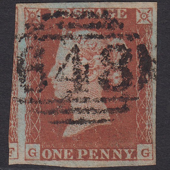GB QV 1841 1d Red-brown (Plate 63) SG8-B1(1) GG FU 4 Margins Rochdale 648
