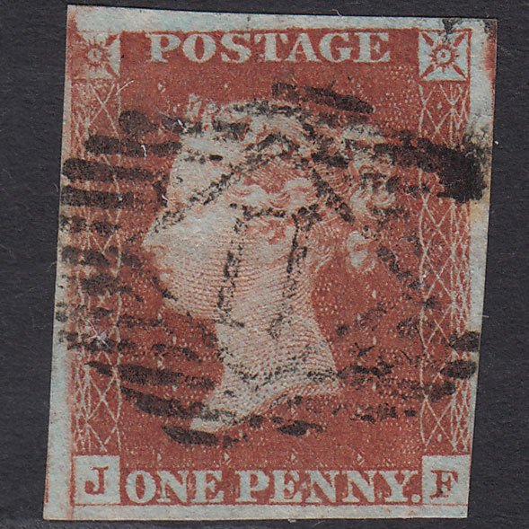 GB QV 1841 1d Red-brown (Plate 65) SG8-B1(1) JF FU nr 4 Margins London IS 11