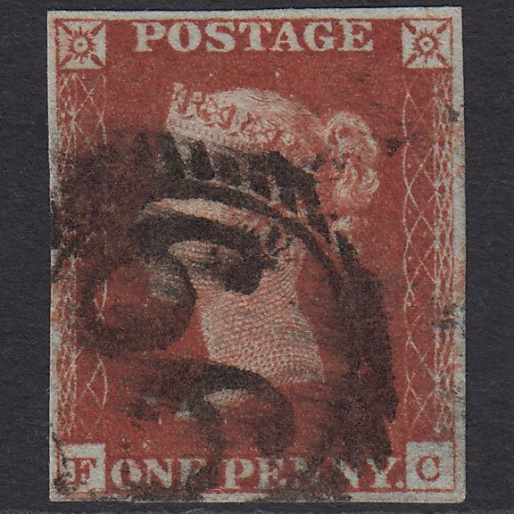 GB QV 1841 1d Red-brown (Plate 55) SG8-B1(1) FC GU 4 Margins London D&S 66