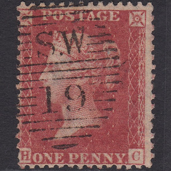 GB QV 1857 1d Rose-red (Plate 47) SG40-C10(1) HC FU London D&S SW19 Misperf