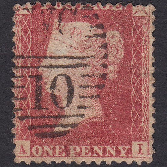 GB QV 1857 1d (Plate 43) SG40-C10(1) AI FU Missing Imprimatur London D&S WC10