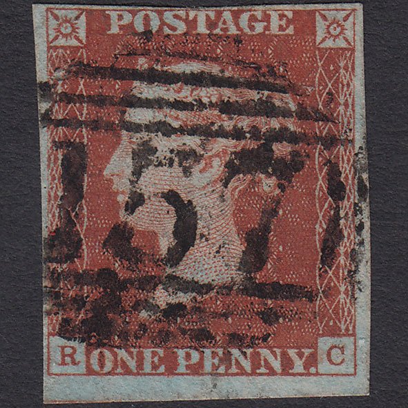 GB QV 1841 1d Red-brown (Plate 57) SG8-B1(1) RC FU 4 Margins Calne 157