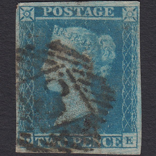 GB QV 1841 2d Blue (Plate 3) SG14-E1(2) DE FU 4M London IS 3 With Dot