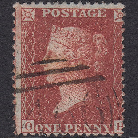 GB QV 1856 1d Red-brown (Plate 43) SG29-C8(1) OH FU Liverpool 466 Misperf