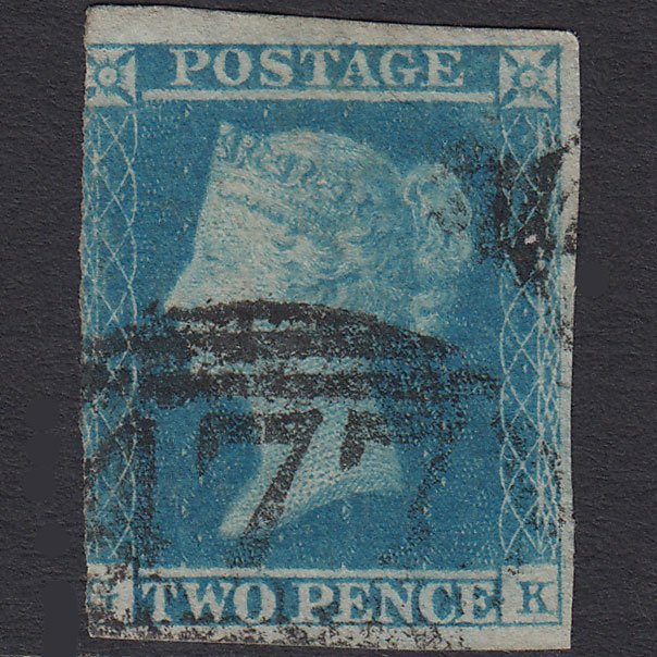 GB QV 1841 2d Pale Blue (Plate 4) SG13-E1(1) GK GU 3 Margins Louth 477