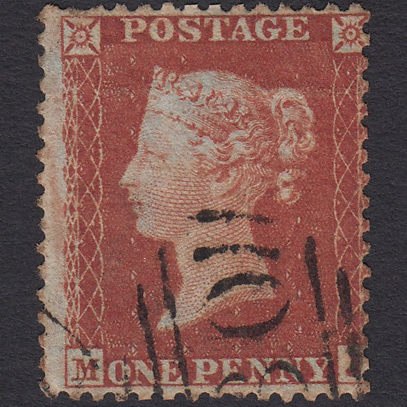 GB QV 1855 1d Red-brown (Plate 202) SG22-C2(1) MJ GU Misperf