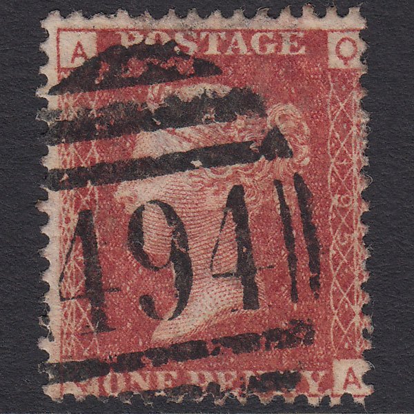 GB QV 1864 1d Lake-red (Plate 195) SG44-G1(2) QA FU Maldon 494