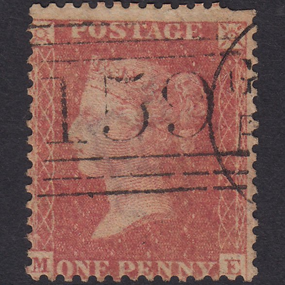 GB QV 1857 1d Pale Rose (Plate 52) SG39-C10(3) ME PU Glasgow 159