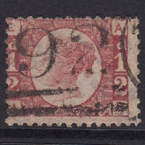 GB QV 1870 1/2d Rose-red (Plate 4) SG48-G4 AE GU Cupar Fife 92