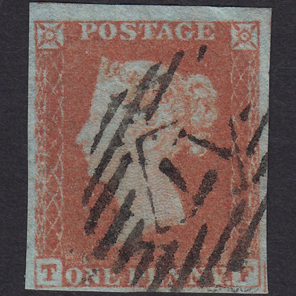 GB QV 1841 1d Red-brown (Plate 166) SG8-B2(1) TF GU 4 Margins London IS 17