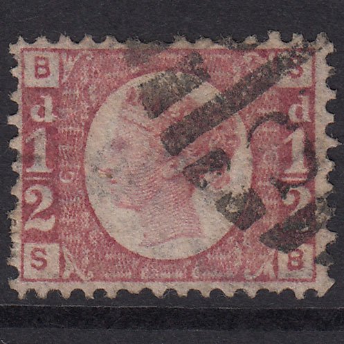 GB QV 1870 1/2d Rose (Plate 6) SG49-G4 SB GU London D&S Cancel