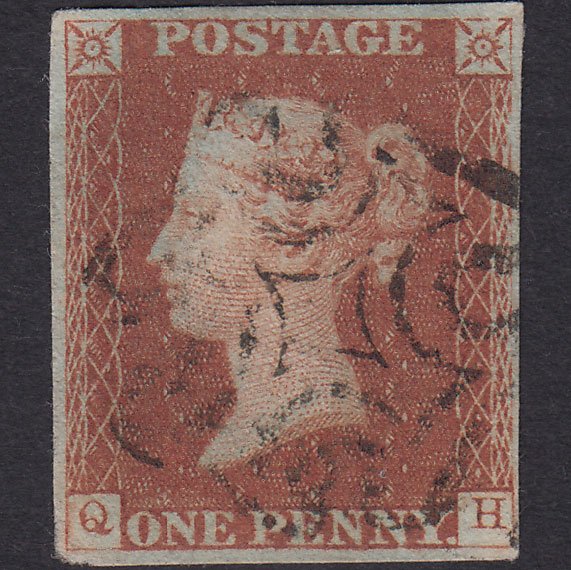 GB QV 1841 1d Red-brown (Plate 23) SG8-B1(1) QH FU Missing Imprimatur 4M MX