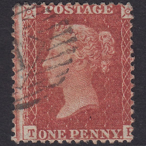 GB QV 1856 1d Red-Brown Plate 27 SG29-C8(1) TH FU London IS Misperf