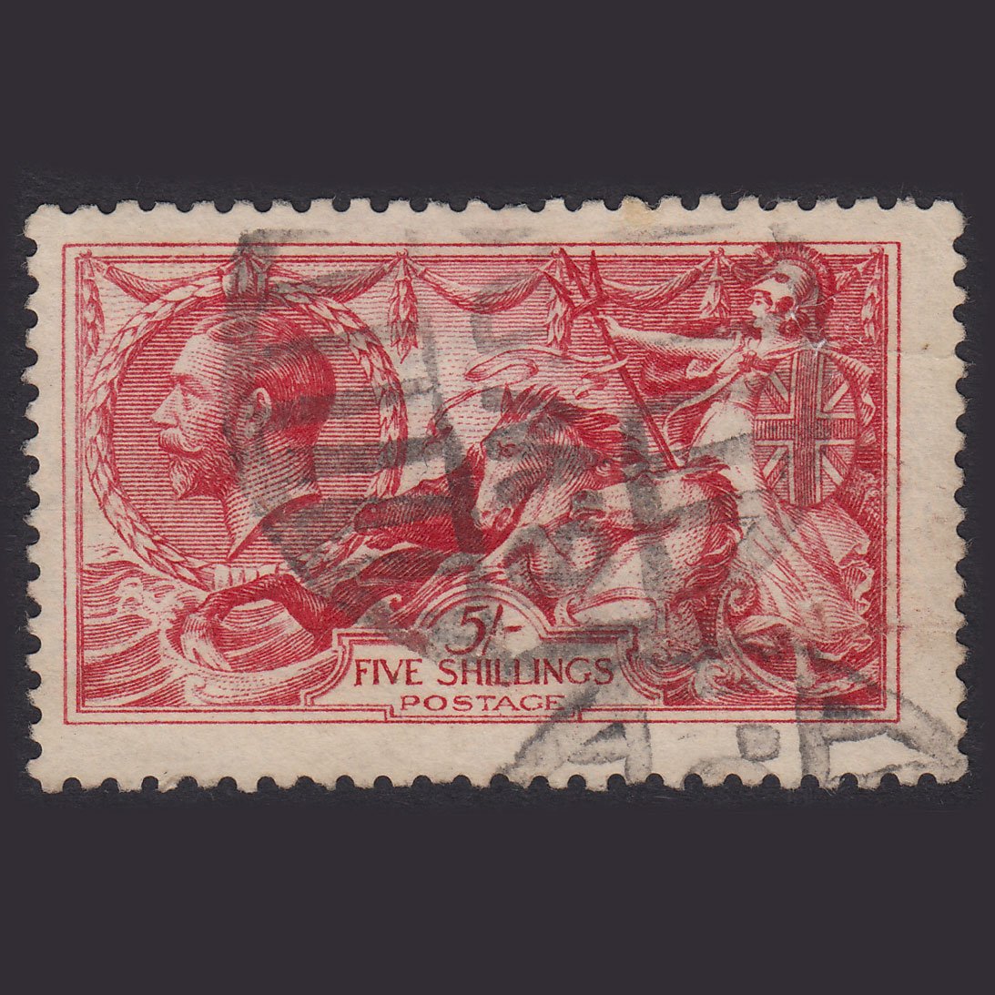 GB KG5 1915 5/- Bright Carmine Seahorses SG409-N67(1) GU