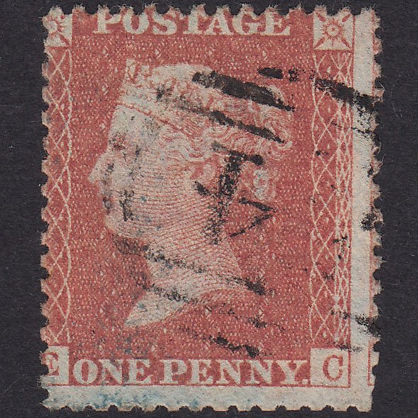 GB QV 1856 1d Red-Brown Plate 33 SG29-C8(1) EC GU Battle 54