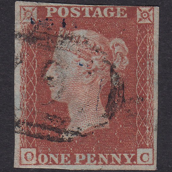1841 1d Red-Brown Plate 159 SG8-B2(1) OC GU Nr 4 Margins