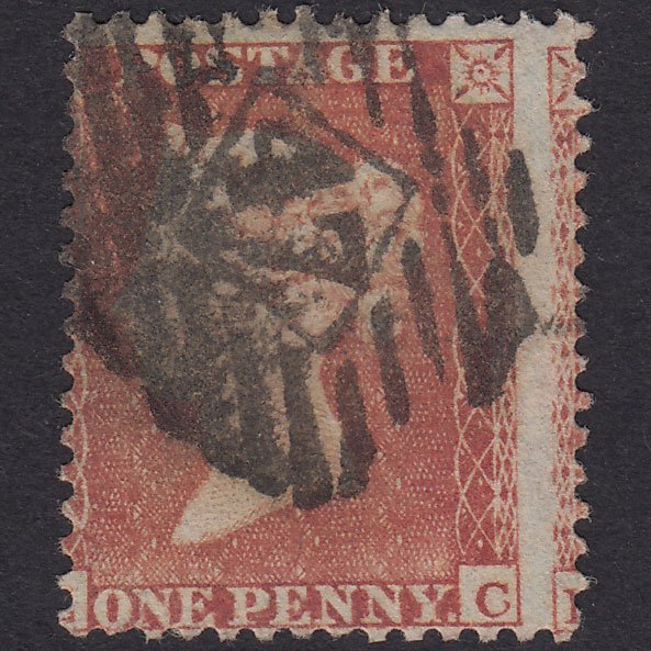 GB QV 1855 1d Red-Brown Plate 197 SG22-C2(1) EC GU L Large Misperf