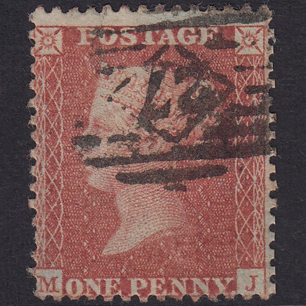 GB QV 1856 1d Red-Brown Plate 27 SG29-C8(1) MJ GU London Is 27