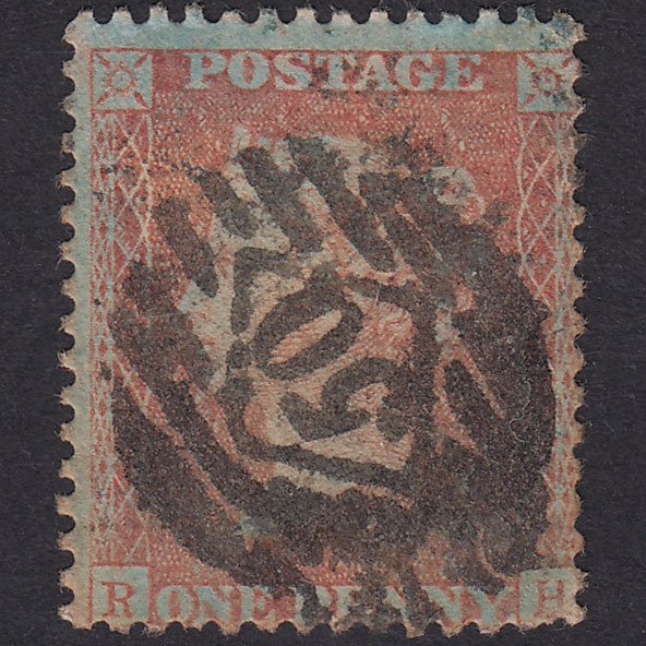 GB QV 1856 1d Plate 27 SG29-C8(1) RH GU London Is 50 Experimental Blueing