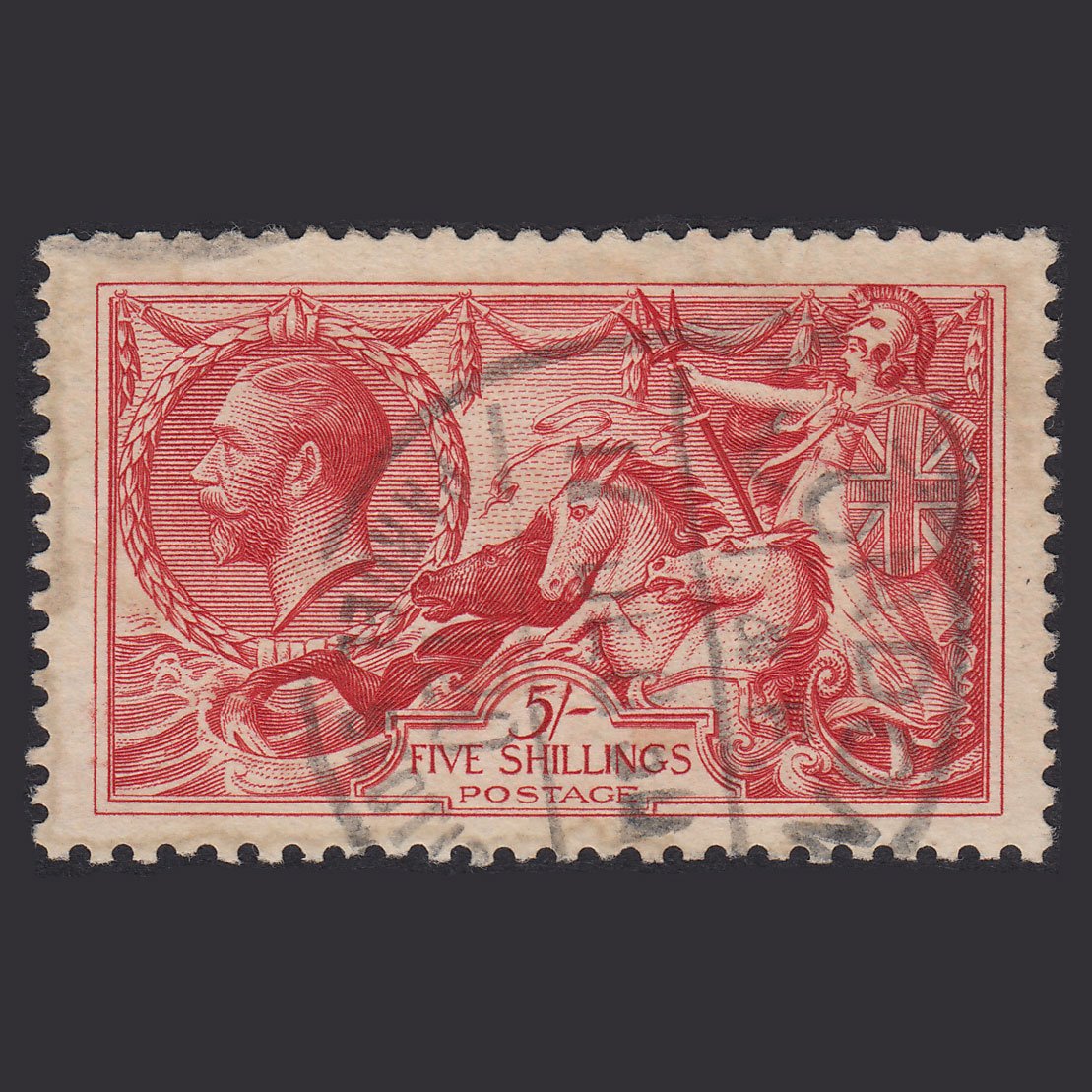 GB KG5 1918 5/- Rose-Red Seahorses SG416-N68(2) FU London Parcel