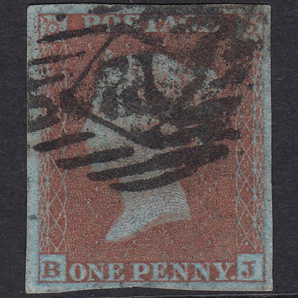GB QV 1841 1d Very Blued Plate 134 SG8A-B1(2) BJ FU 4M London IS 12