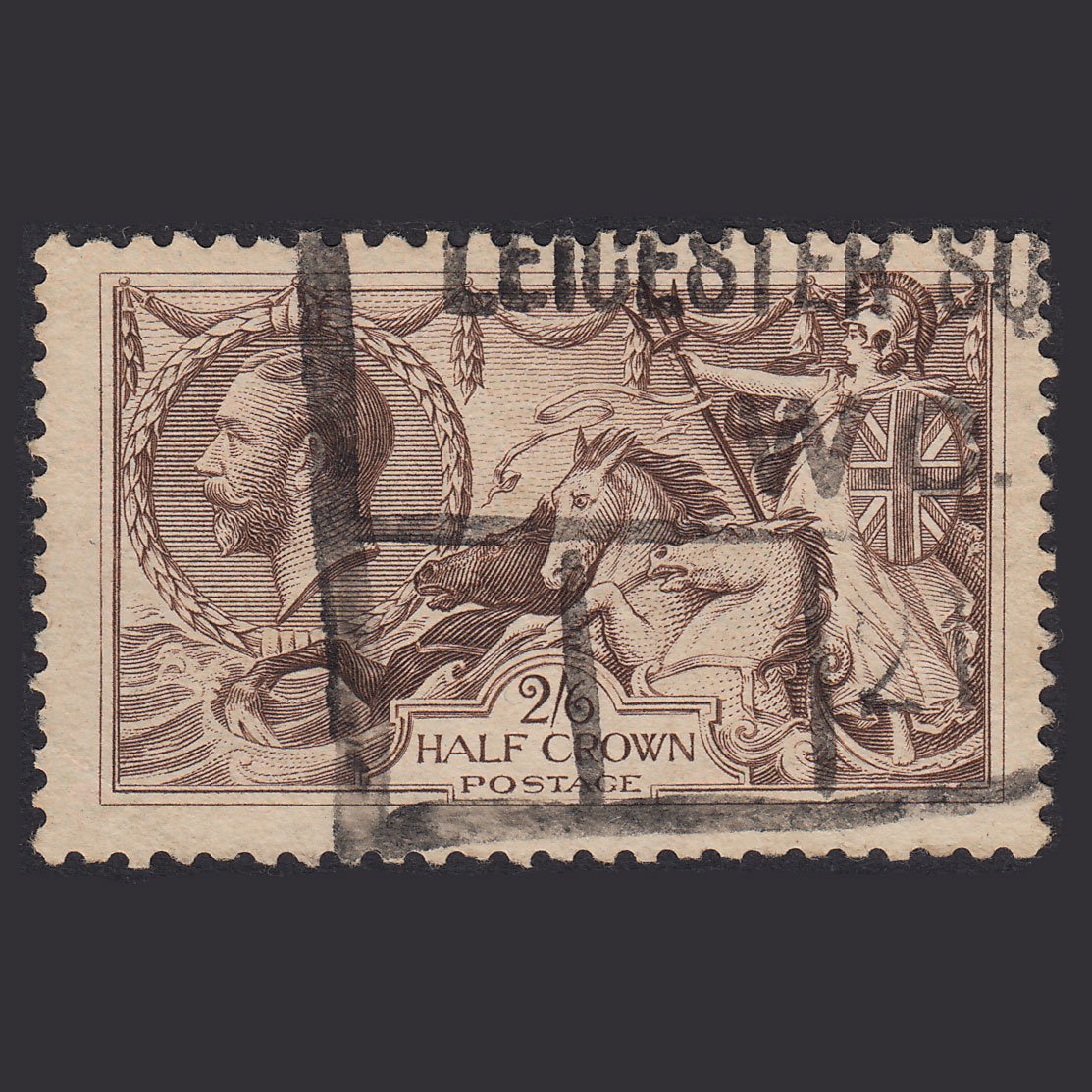 GB KG5 1918 2/6 Chocolate-Brown Seahorses SG414-N65(2) GU Leicester Square