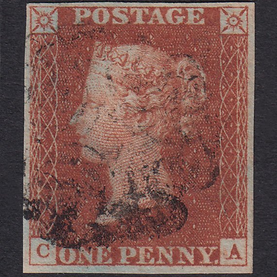 GB QV 1841 1d Red-Brown Plate 36 SG8-B1(1) CA VFU 4 Margins Maltese Cross